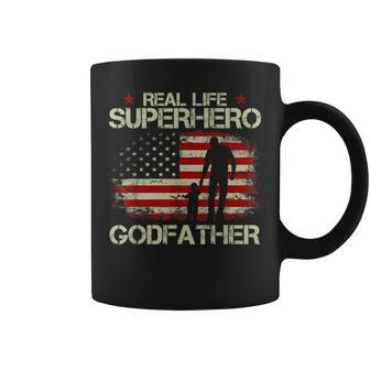 Real Life Superhero Godfather Usa Flag Fathers Day Gift For Mens Coffee Mug | Mazezy