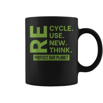 Recycle Reuse Renew Rethink Protect Our Planet Earth Day Coffee Mug | Mazezy