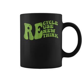 Recycle Reuse Renew Rethink Retro Groovy Earth Day 2023 Coffee Mug - Thegiftio UK