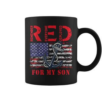 Red Friday For My Son Military Navy Mom Dad Us Flag Vintage Coffee Mug | Mazezy