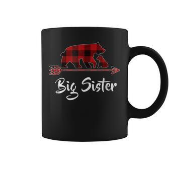 Red Plaid Big Sister Bear Matching Buffalo Pajama Coffee Mug | Mazezy