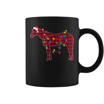 Red Plaid Buffalo Horse Christmas Lights Pajamas Xmas Gifts  Coffee Mug