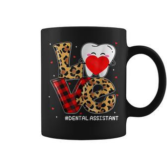Red Plaid Leopard Cute Tooth Love Dental Valentine Christmas Coffee Mug - Seseable