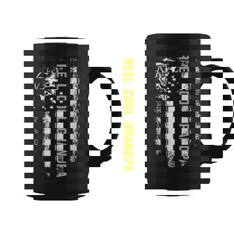 Reel Cool Grandpa Vintage Flag Fishing Fathers Day Coffee Mug - Seseable