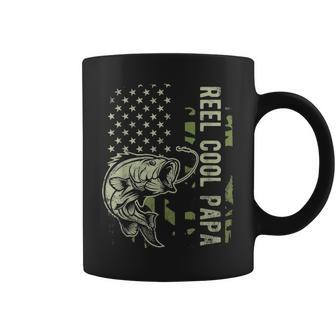 Reel Cool Papa Camouflage American Flag Fathers Day Gift Coffee Mug - Seseable