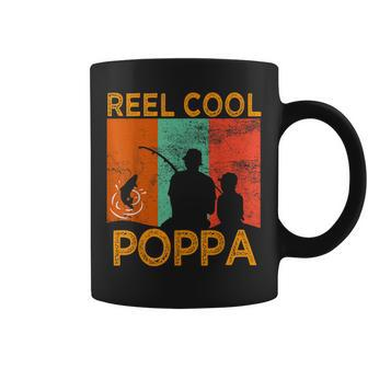 Reel Cool Poppa Fishing Daddy Vintage Grandpa Fathers Day Gift For Mens Coffee Mug | Mazezy