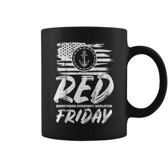 Remember Deployed Red Friday Navy Anchor Coffee Mug | Mazezy