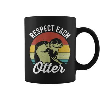 Respect Each Otter Pun Retro Cute Otter Vintage Sea Otter Coffee Mug - Thegiftio UK