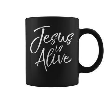 Resurrection Quote Cute Christian Faith Gift Jesus Is Alive Coffee Mug | Mazezy UK
