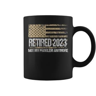 Retired 2023 Not My Problem Anymore Funny Vintage Retirement V8 Coffee Mug - Seseable