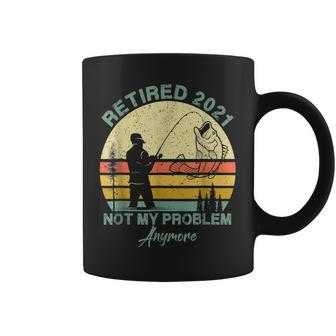 Retired 2023 Not My Problem Anymore Retirement Retro Fishing Coffee Mug - Seseable
