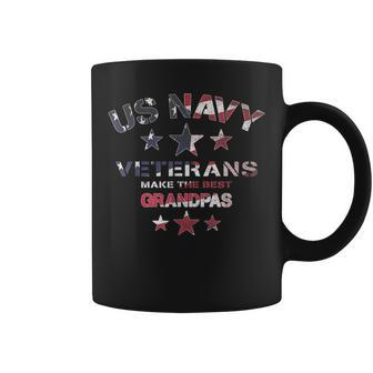 Retired United States Veteran Navy Best Grandpa Usa Flag Coffee Mug - Seseable