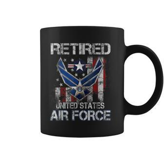 Retired Us Air Force Veteran Usaf Veteran Flag Vintage Coffee Mug | Mazezy