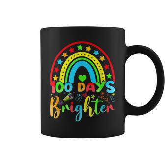 Retro 100 Days Of Brighter Teacher 100 Days Smarter Coffee Mug - Seseable