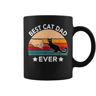 Retro Best Cat Dad Ever Fist Bump Vintage Sunset Coffee Mug | Mazezy