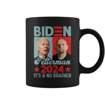 Retro Biden Fetterman 2024 Its A No Brainer Political Coffee Mug | Mazezy