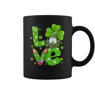 Retro Cute Irish Gnome Love Teacher Shamrock St Patricks Day Coffee Mug - Seseable