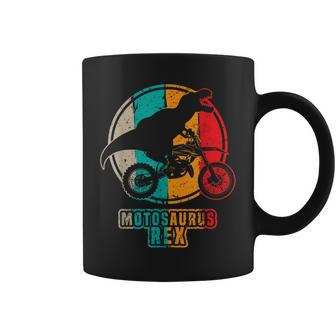 Retro Dirt Bike Motosaurus Motocross Dinosaur Dirtbike Dino Coffee Mug - Seseable