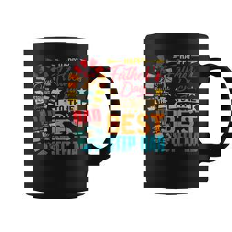 Retro Fathers Day To The Best Step Dad Stepped Up Dad Men Coffee Mug - Thegiftio