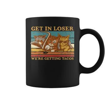 Retro Funny Cats And Tacos Lovers Cat Lover Cat Owner Gifts Coffee Mug - Thegiftio UK