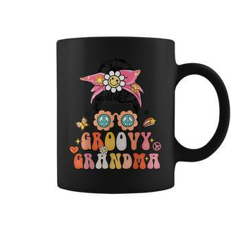 Retro Groovy Grandma Messy Bun Women Hippie Family Matching Coffee Mug | Mazezy