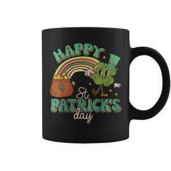 Retro Groovy Happy St Patricks Day Go Lucky Charm Shamrock Coffee Mug | Mazezy