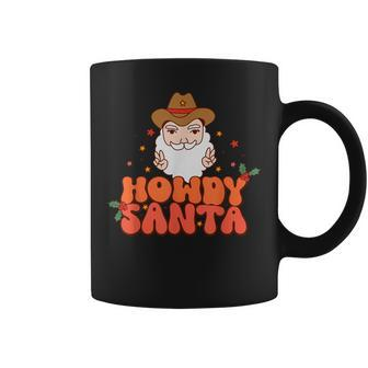 Retro Groovy Howdy Santa Christmas Cute Cowboy Santa Claus Coffee Mug - Thegiftio UK