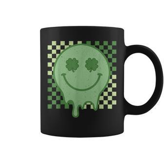 Retro Groovy Shamrock Smile Face St Patricks Day Hippie Coffee Mug | Mazezy