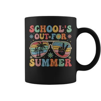 Retro Last Day Of Schools Out For Summer Groovy Teacher Kid Coffee Mug - Thegiftio UK