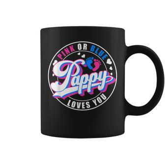 Retro Pink Or Blue Pappy Loves You Baby Gender Reveal Coffee Mug - Seseable