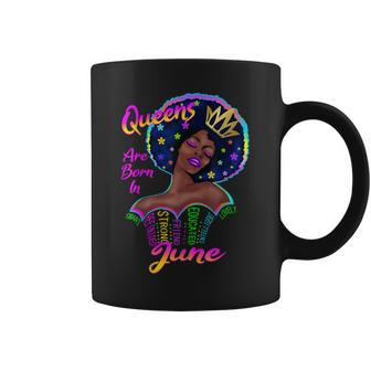 Retro Queens Are Born In June Birthday Black Women Coffee Mug | Mazezy