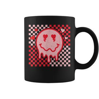 Retro Smile Face Checkered Valentine Heart Valentines Day Coffee Mug - Seseable