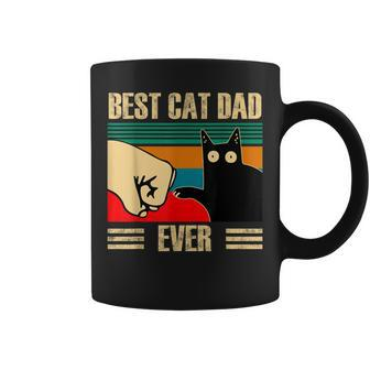 Retro Vintage Best Cat Dad Ever Funny Cat Dad Fist Pump Coffee Mug - Seseable
