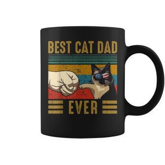 Retro Vintage Best Cat Dad Ever Usa Flag Fathers Day Gift Coffee Mug - Seseable