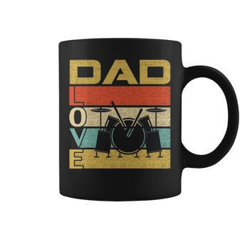 Retro Vintage Dad Love Drums Funny Fathers Day Cool Gift Coffee Mug - Seseable