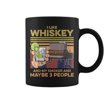 Retro Vintage I Like Whiskey And My Smoker & Maybe 3 People Coffee Mug | Seseable CA