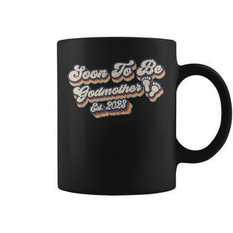 Retro Vintage Soon To Be Godmother 2023 First Time Godmother Coffee Mug | Seseable UK