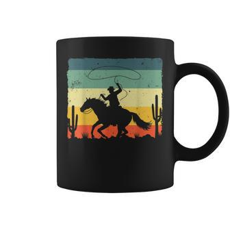 Retro Western Cowboy Design For Men Boys Horse Rider Cowboy Coffee Mug - Seseable