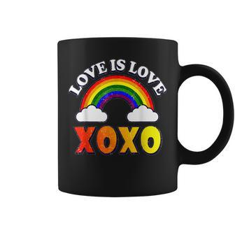 Retro Xoxo Rainbow Love Valentines Day Men Women Couples Coffee Mug - Seseable