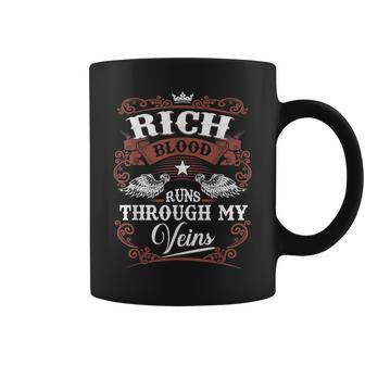 Rich Blood Runs Through My Veins Family Name Vintage Coffee Mug - Thegiftio UK