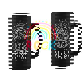 Rock The Test Test Day Teacher Testing Day Rainbow Teacher Coffee Mug | Mazezy