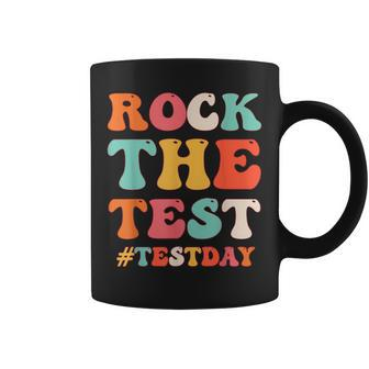 Rock The Test Testing Day Retro Motivational Student Teacher Coffee Mug | Mazezy
