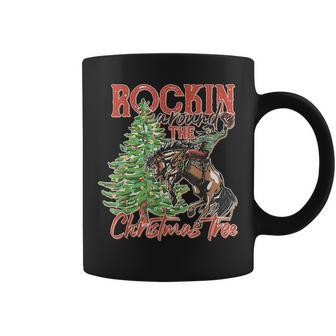 Rockin Around The Christmas Tree Cowboy Santa Ride Horse Coffee Mug | Mazezy