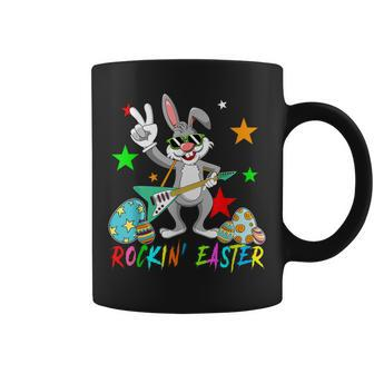 Rockin Easter Bunny Sunglasses Playing Guitar Guitarist Coffee Mug | Mazezy