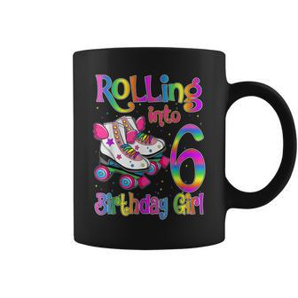 Rollin Into 6 Roller Skating Rink 6Th Birthday Girls Party Coffee Mug | Mazezy
