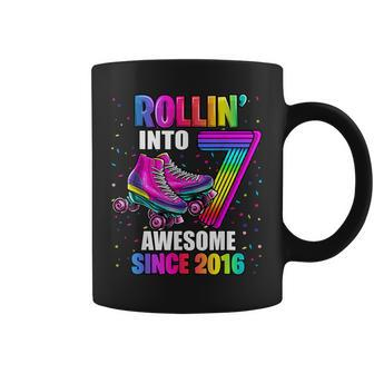Rollin Into 7 Awesome 2016 Roller Skating 7Th Birthday Girls Coffee Mug | Mazezy UK