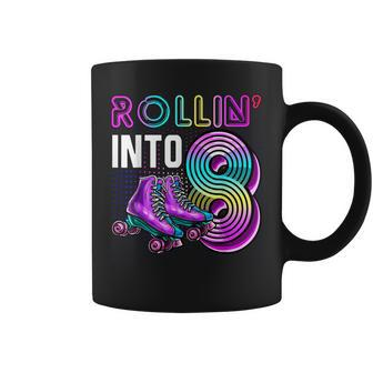 Rollin Into 8 Roller Skating Rink 8Th Birthday Party Girls Coffee Mug | Mazezy