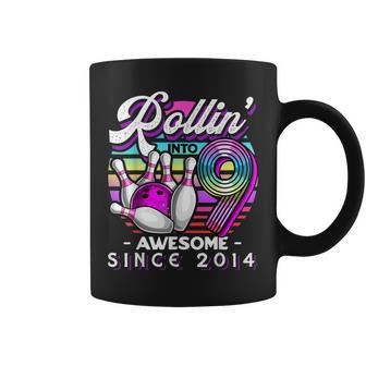 Rollin Into 9 Awesome 2014 Retro Bowling 9Th Birthday Girls Coffee Mug | Mazezy