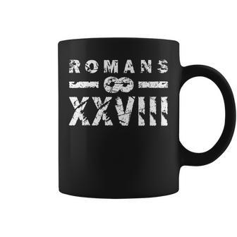 Romans 828 Religious Bible Verse Romans 828 Roman Numerals Coffee Mug - Seseable