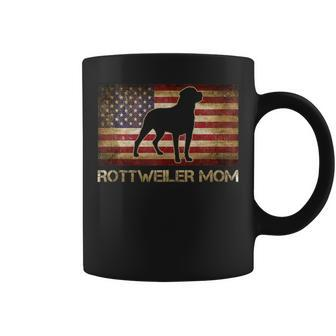 Rottweiler Mom Vintage American Flag Patriotic Dog Lover Coffee Mug - Seseable
